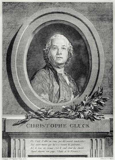 Portrait of Christoph Gluck, German composer, engraved by Simon Charles Miger by Joseph Siffred Duplessis